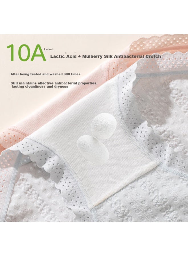 Urban Beauty Women's Pure Cotton And Silk 10a Antibacterial Long Crotch Underwear Xinjiang Cotton Sweet Girl Triangle Panties With Bow - Image 4
