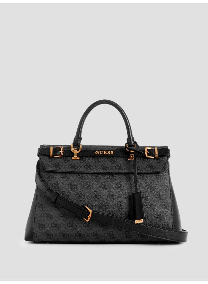 GUESS Fashion Womens NOELLE Shoulder Handbag Black Print  - Image 1