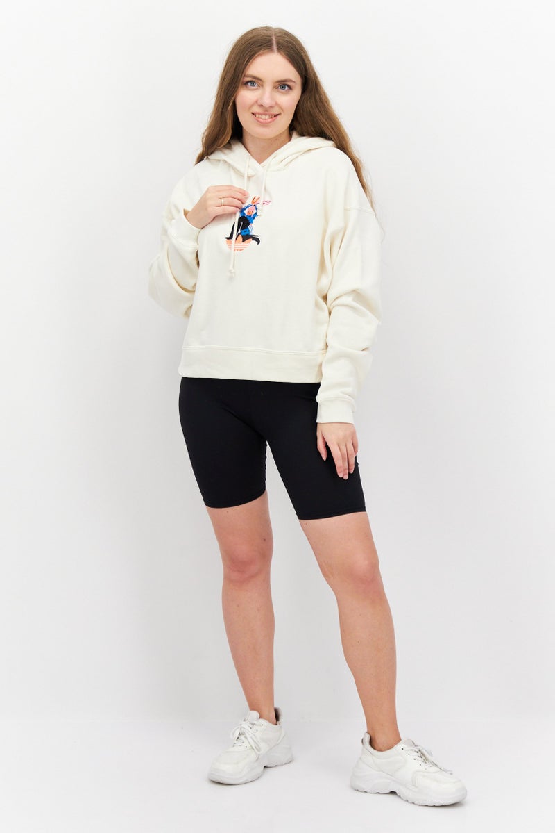 adidas Originals Women Sportswear Fit Long Sleeve Outdoor Hoodies, Cream - Image 3