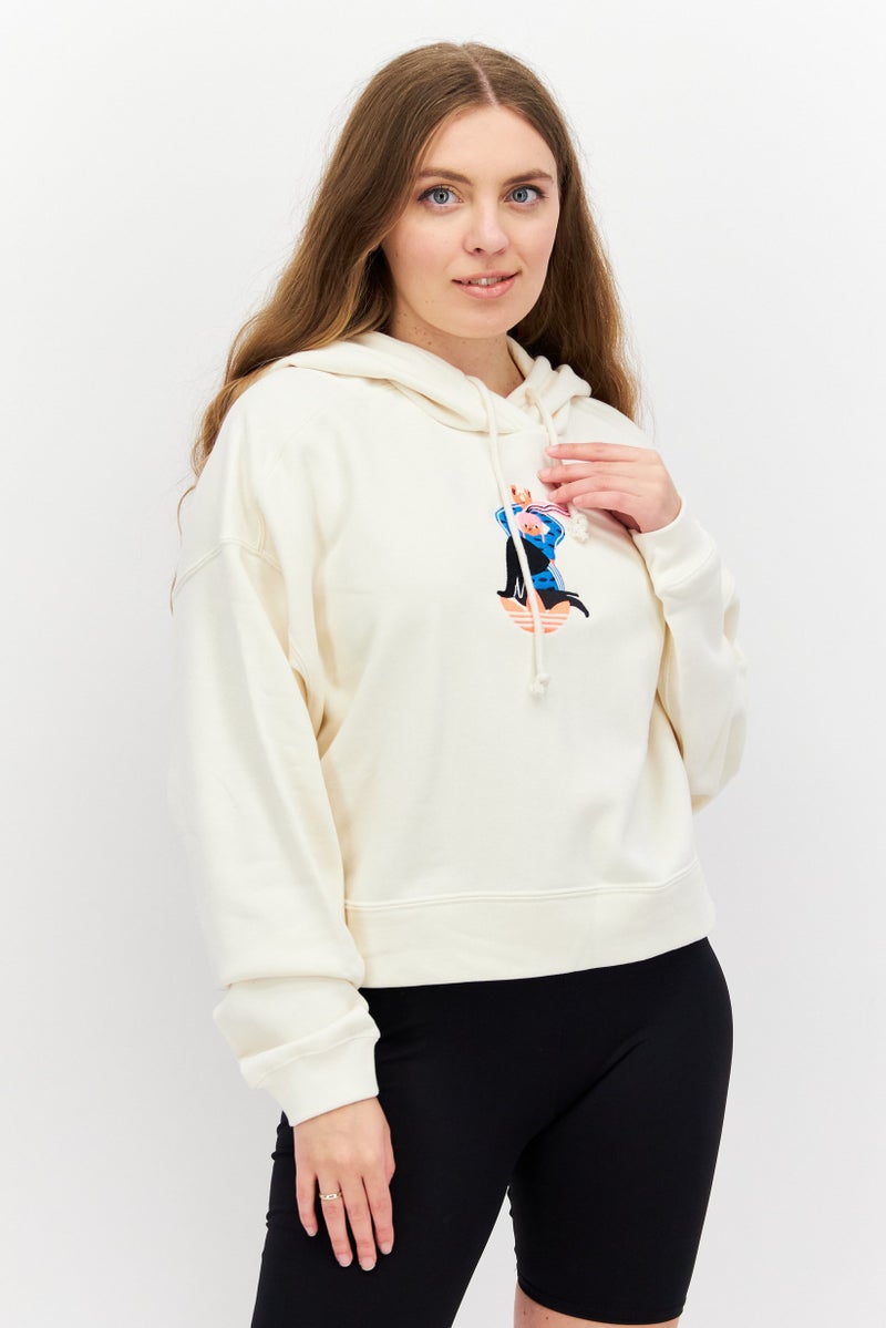 adidas Originals Women Sportswear Fit Long Sleeve Outdoor Hoodies, Cream - Image 1
