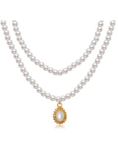 Huitich Elegant Pearl Choker Necklace with Vintage Pendant  - Image 1