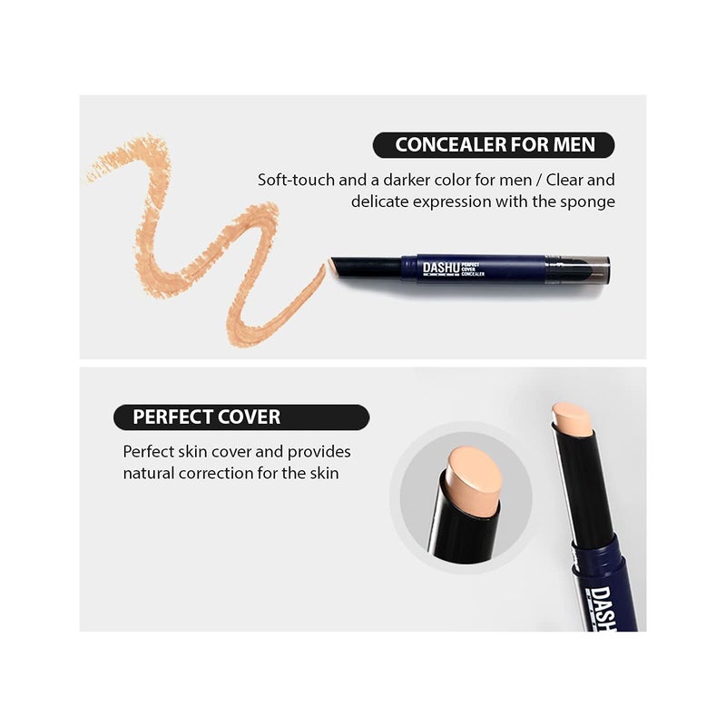 DASHU Perfect Cover Concealer Full Coverage Contour Stick Makeup w/All Day Hydration | 2-In-1 Easy Precision Eye Concealer Stick & Cushion Blender | Eye Shadow Primer Foundation stick Cover Up Makeup - Image 3