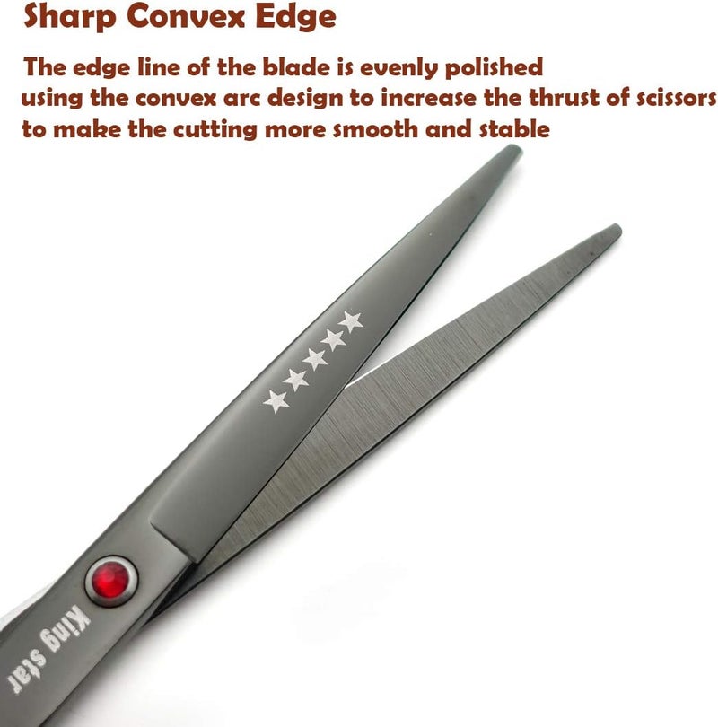 Kingstar 7.0in Titanium Professional dog Grooming Scissors set,Straight & Thinning & Curved scissors 4pcs set for Dog grooming (Bright black) - Image 4