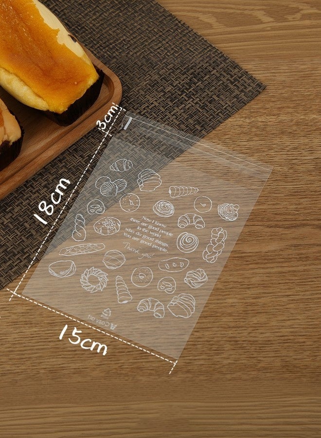 100 Pieces Clear Self-Adhesive Cellophane Bags for Food Use, Resealable, Suitable for Cookies, Bread, Sweets, Toast, Essential for Picnics and School  - Image 2