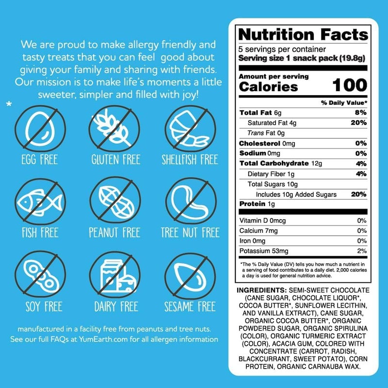 YumEarth حلوى الشوكولاتة YumEarth Choco Yums - 5 عبوات خفيفة، صديقة للحساسية، خالية من الغلوتين، غير معدلة وراثيًا، نباتية - Image 2