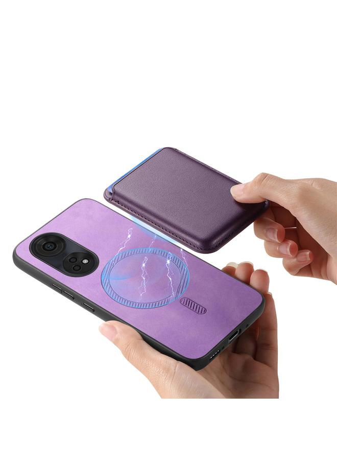 اس-توب جراب لهاتف OPPO A78 4G Retro Magsafe Card Bag غطاء خلفي من البولي يوريثان - Image 4