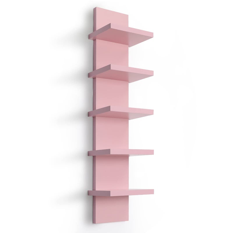 Homaterial 5 Tier Wall Shelf Unit, Decorative Wall Mount Vertical Shelving,Modern Column Floating Shelves for Bedrooms, Living Rooms 5.5" x 7.2" x 31"(Pink) - Image 1