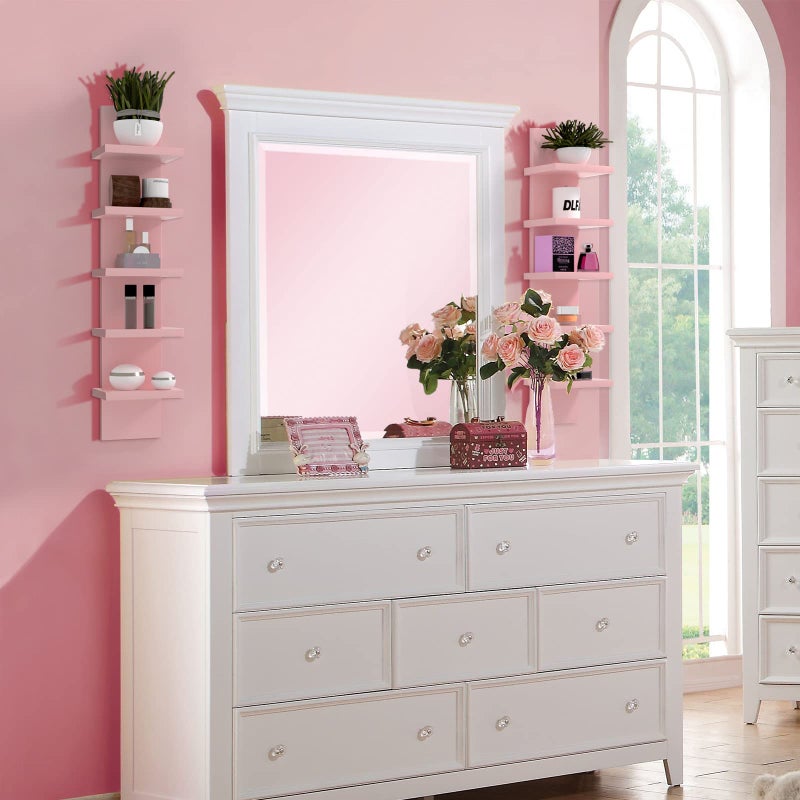 Homaterial 5 Tier Wall Shelf Unit, Decorative Wall Mount Vertical Shelving,Modern Column Floating Shelves for Bedrooms, Living Rooms 5.5" x 7.2" x 31"(Pink) - Image 2
