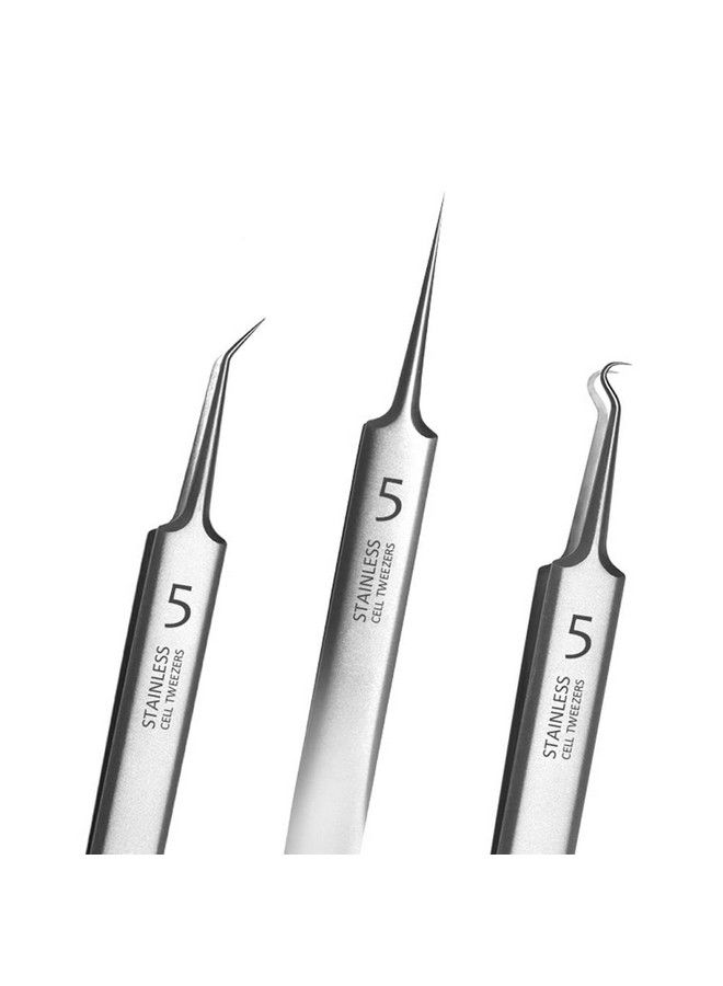 BLAAROOM Professional Facial Blackhead Remover Tweezers3Pcs Precision Pimple Popper Tool Kit For Whitehead Ance Blemishs Comedones Stainless Steel Makeup Tool Matte - Image 2