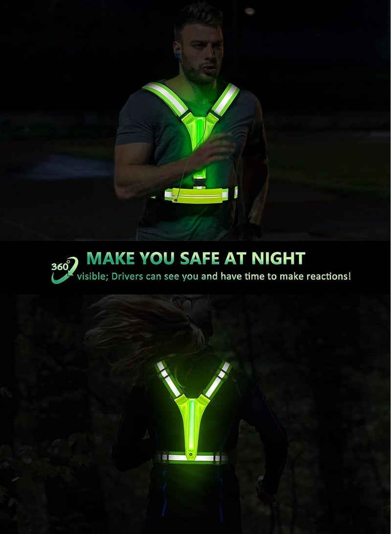 Suntown سترة عاكسة LED للجري، سترة جري قابلة لإعادة الشحن عبر USB مزودة بحامل هاتف على الصدر للعدائين والمشي ليلاً، 6-11 ساعة إضاءة قابلة للتعديل على الخصر/الكتف للنساء والرجال والأطفال - Image 2