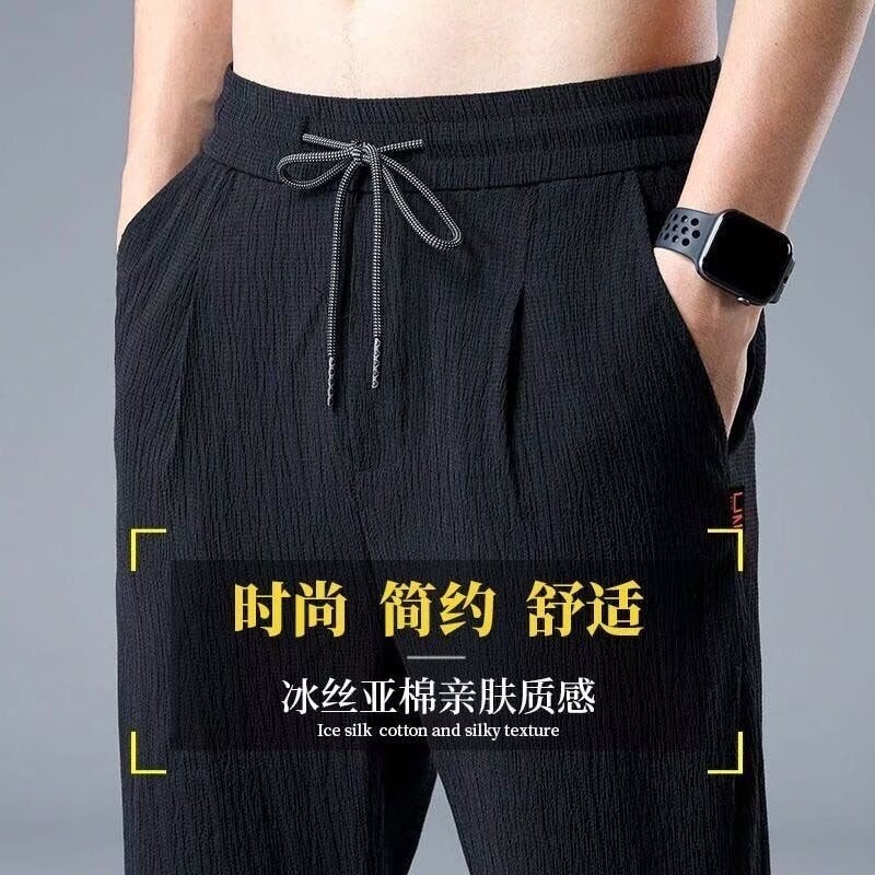 Mens Summer Ultra-Thin Linen Casual Pants Grey - Image 3