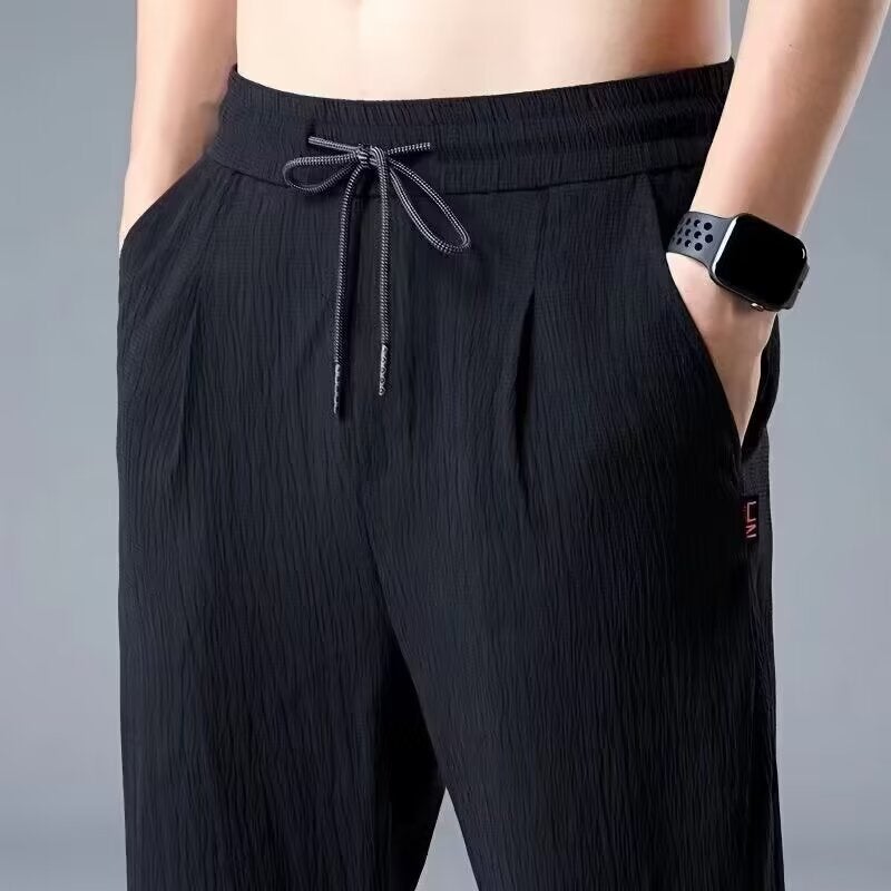 Mens Summer Ultra-Thin Linen Casual Pants Grey - Image 5