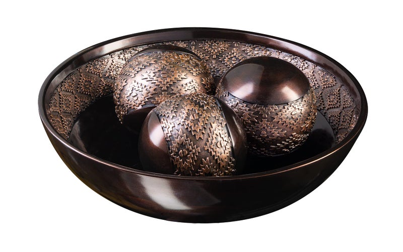Creative Scents Creative Scents Dublin Brown Decorative Bowl with Orbs Set  Centerpiece Table Decorations  Coffee Table Decor  Home Decorations for Living Room Decor Table Centerpieces for Dining Room Table 