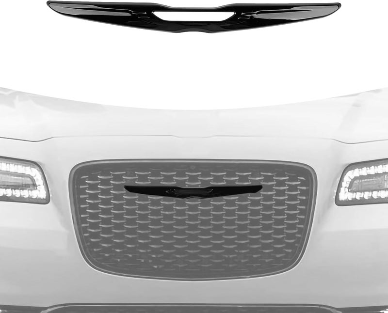 Hoolcar Front Bumper Center Grille Emblem Cover Grill Badge Molding Trim Compatible with 2015-2022 Chrysler 300 300C, Black Multi-market varied design options - Image 1