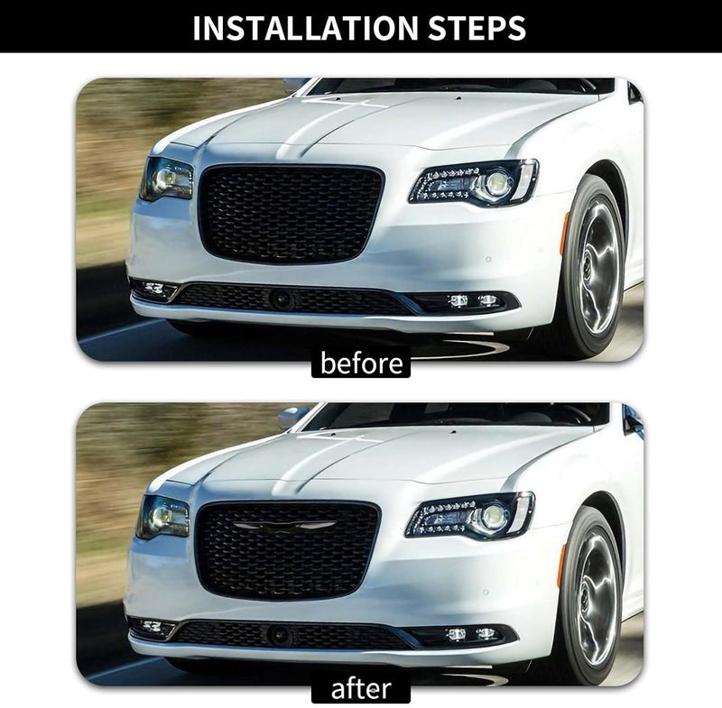 Hoolcar Front Bumper Center Grille Emblem Cover Grill Badge Molding Trim Compatible with 2015-2022 Chrysler 300 300C, Black Multi-market varied design options - Image 2