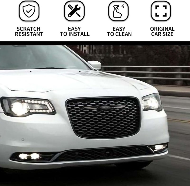 Hoolcar Front Bumper Center Grille Emblem Cover Grill Badge Molding Trim Compatible with 2015-2022 Chrysler 300 300C, Black Multi-market varied design options - Image 3