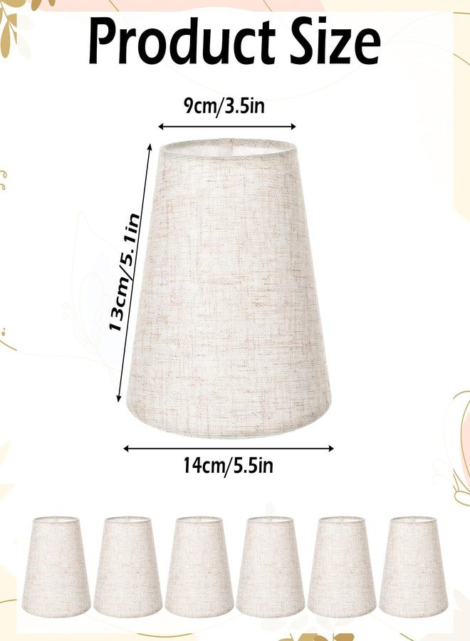 Telooco Chandelier Shades Set of 6, Small Linen Lamp Shades 5 Inch, Mini Barrel Lamp Shade Clip On for Table Lamps Wall Lamps Chandeliers Replacement, 3.5x5x5.5in (Top Height Bottom) - Image 2