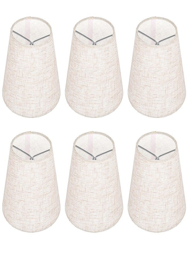 Telooco Chandelier Shades Set of 6, Small Linen Lamp Shades 5 Inch, Mini Barrel Lamp Shade Clip On for Table Lamps Wall Lamps Chandeliers Replacement, 3.5x5x5.5in (Top Height Bottom) - Image 1