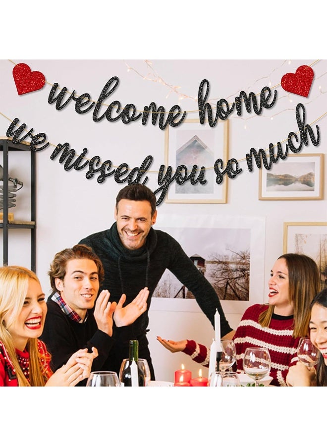 Pre-Strung Welcome Home We Missed You So Much Banner for Military Army Returning, Homecoming Party Decorations, Black - Image 2