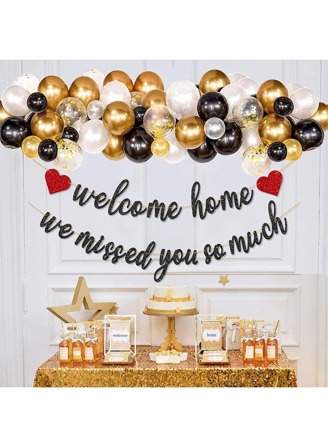 Pre-Strung Welcome Home We Missed You So Much Banner for Military Army Returning, Homecoming Party Decorations, Black - Image 3