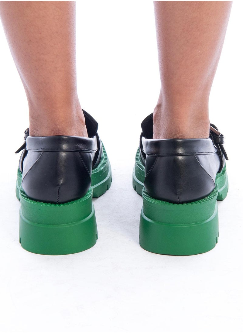 Mr.joe Mr joe chunky loafers shoes  Black * Green  3933  - Image 4