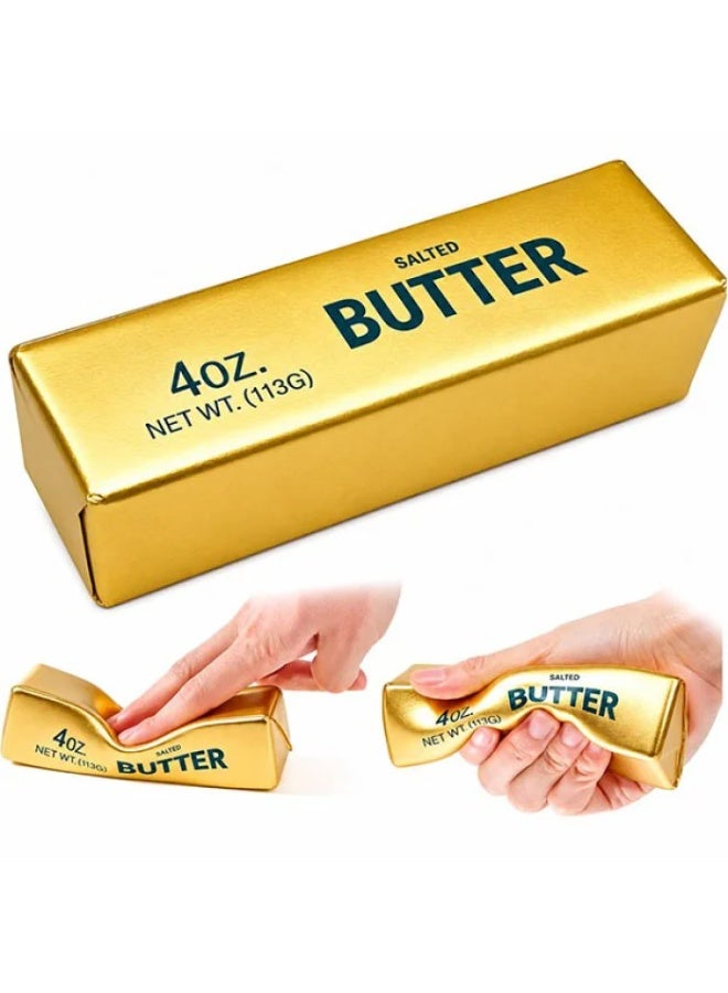 Butter Squishy Slow Rising Stress Relief Toy, 4oz Realistic Salted Butter Squeeze Toy, Soft PU Foam Decompression Fidget Toy for Kids & Adults, Novelty Gag Gift & Desk Companion - Image 1