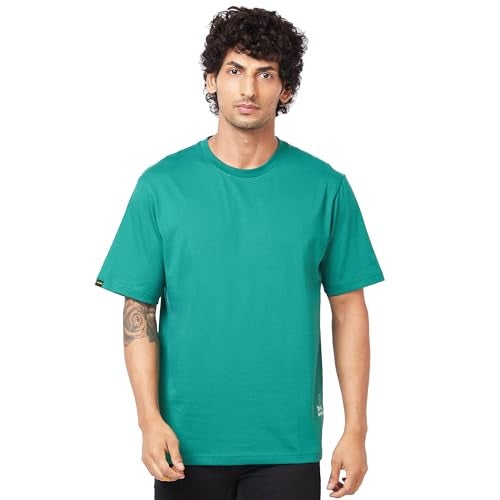 Spykar Men's Oversized Printed T Shirt Dark Green - Image 1