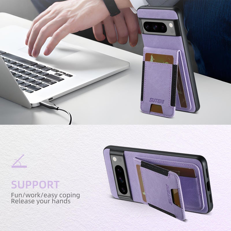 Suteni For Google Pixel 10 Pro H03 Litchi Leather Card Bag Stand Back Phone Case(Purple) - Image 5