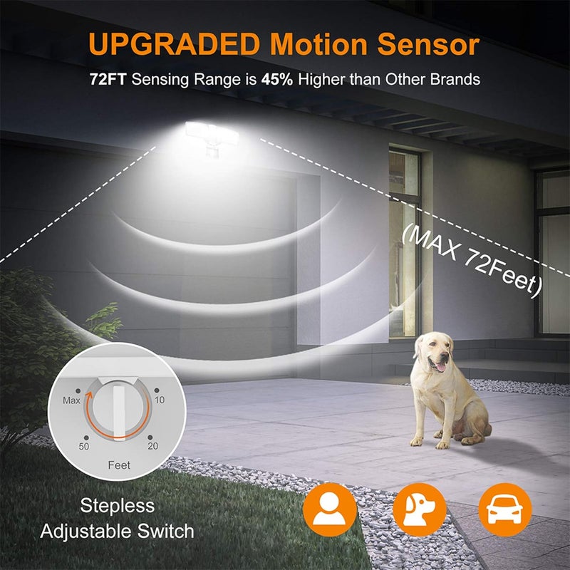 Le Power 30W LED Security Lights Motion Sensor Outdoor, 3200LM, 5500K, IP65 Waterproof, Hardwire 2 Head Motion Detector Flood Light for Garage, Yard, Porch - Image 4