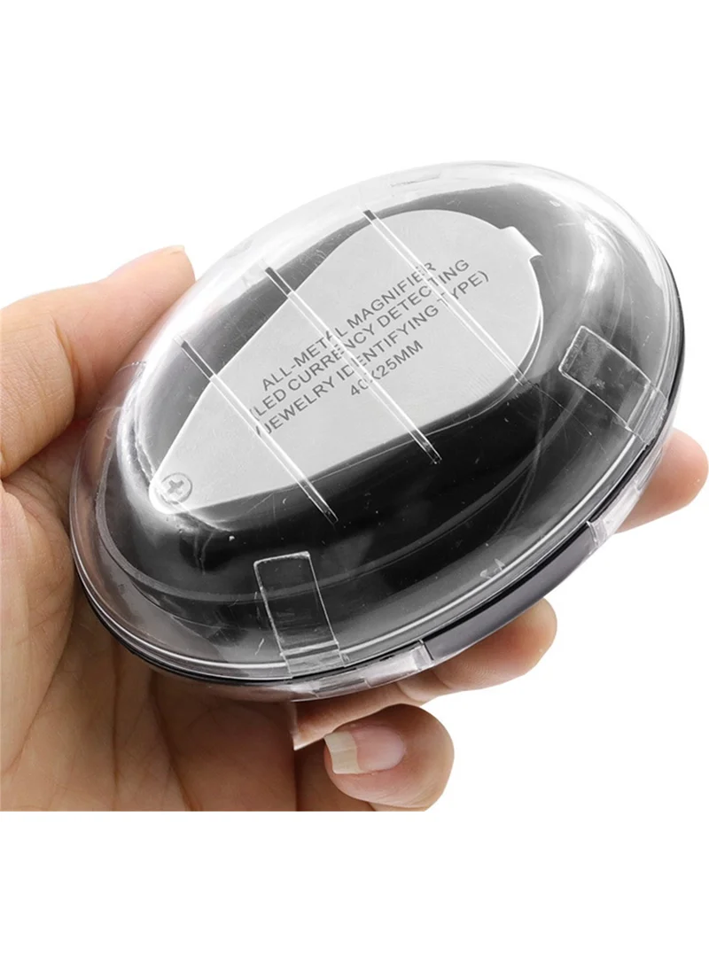 BarkoFix Full Steel LED Lighted Professional MAGNIFIER-40X25 Lupe Lighted Jeweler Watchmaker Folding Magnifier with Box
