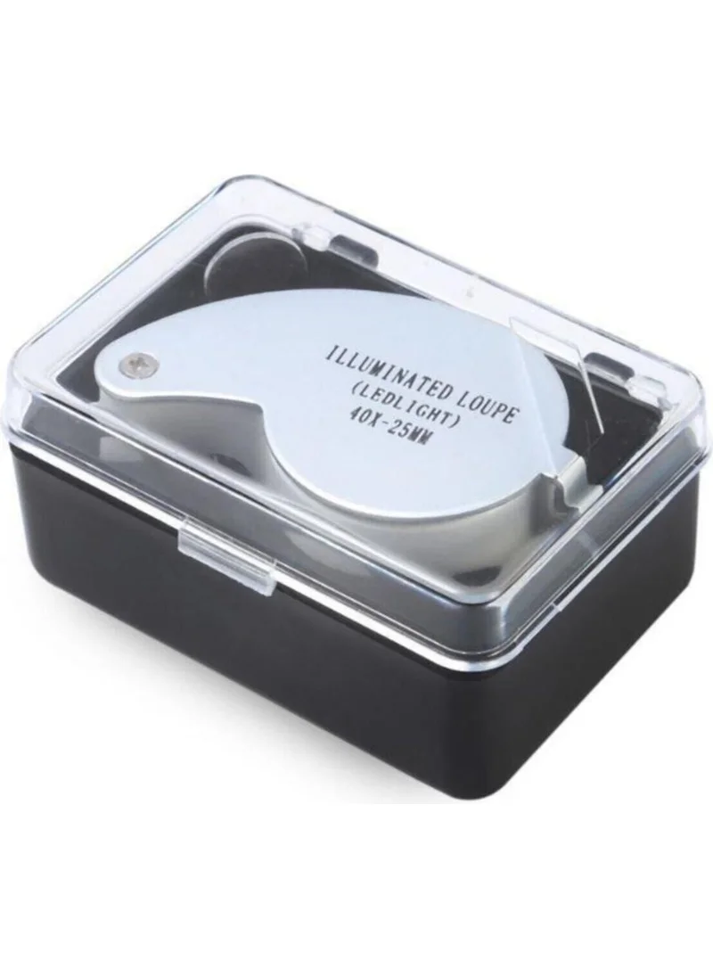 باركوفيكس Full Steel LED Lighted Professional MAGNIFIER-40X25 Lupe Lighted Jeweler Watchmaker Folding Magnifier with Box