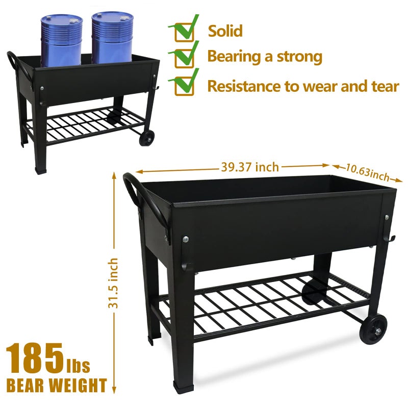 aboxoo Large Planter Raised Beds with Legs Outdoor Metal Planter Box on Wheels Elevated Garden Bed for Vegetables Flower Herb Patio (40" L x 11" W x 31.5" H) - Image 4