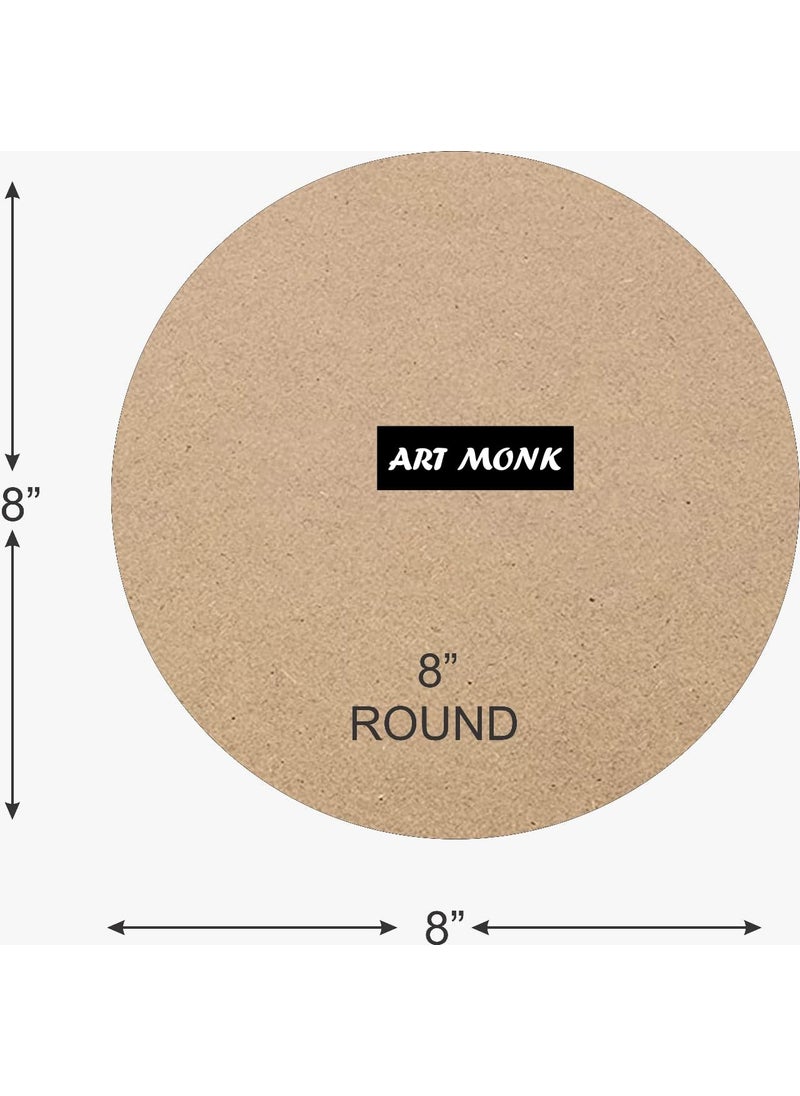 Generic Art Monk 6 Piece Round MDF Boards for Art and Craft Wood Round MDF Sheets for Craft Work DIY MDF Cutouts 8 Inch 6 Pcs  - Image 2