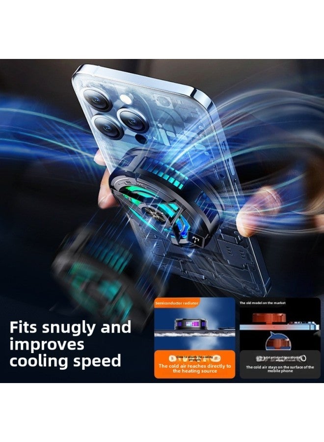 Tablet Phone Radiator Magnetic Semiconductor Refrigeration Cooling Back Clip Ultra-quiet Ice For Apple Black Shark-Color:Magnetic Suction [with Digital Display And Can Turn Off The Light] Universal Mobile Phones Tablets★Black Model + Free Finger Cots  - Image 3