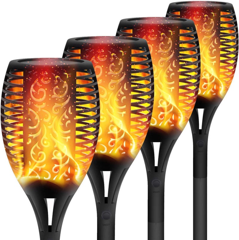 XERGY Solar Lights Outdoor Waterproof Dancing Fire Mashaal Flame Torch 96 LED 2200 mAh Battery Lantern Landscape Decoration Lighting Auto On/Off for Garden Balcony Driveway's (Large Size Pack of 4) - Image 1