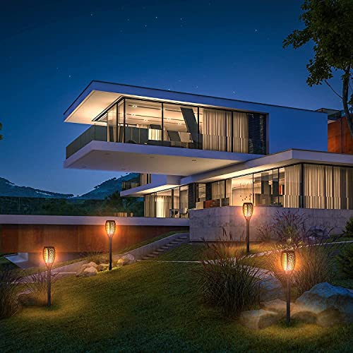 XERGY Solar Lights Outdoor Waterproof Dancing Fire Mashaal Flame Torch 96 LED 2200 mAh Battery Lantern Landscape Decoration Lighting Auto On/Off for Garden Balcony Driveway's (Large Size Pack of 4) - Image 5