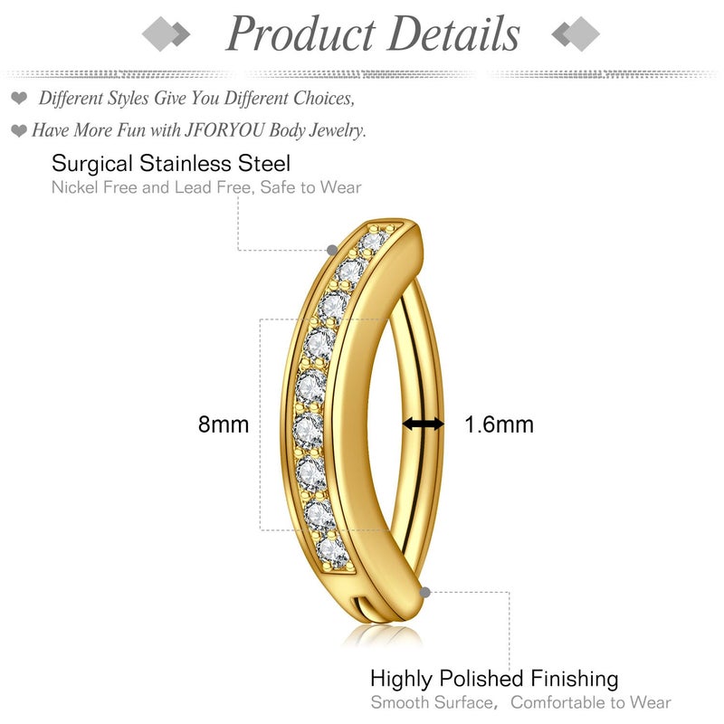 JFORYOU 14G Clicker Belly Button Rings Gold Belly Button Ring Belly Ring for Women Stainless Steel Clicker Hoop Belly Piercing Navel Rings - Image 2