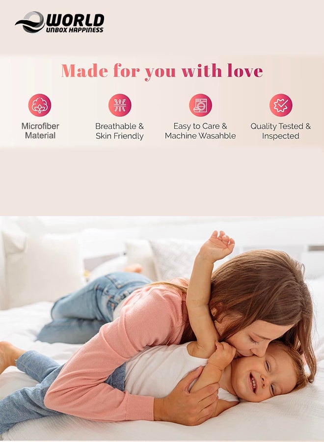 Eworld Dusty Rose Striped Microfiber Fitted Bedsheet with Deep Pocket for a Snug Fit, Breathable, Machine Washable for Optimal Protection, Available in King, Queen and Single Sizes, Without Pillow Cover - Image 4