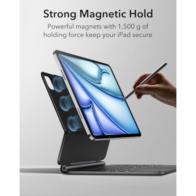 حافظة لجهاز iPad Air 11 بوصة مع لوحة مفاتيح M4/M3/M2 2026/2025/2024، وحافظة لوحة المفاتيح السحرية iPad Pro 11 وAir 5/4th، حامل ناتئ عائم سهل الإعداد، لوحة تتبع دقيقة متعددة اللمس، أسود - Image 3
