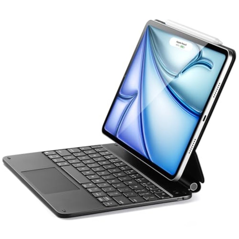 حافظة لجهاز iPad Air 11 بوصة مع لوحة مفاتيح M4/M3/M2 2026/2025/2024، وحافظة لوحة المفاتيح السحرية iPad Pro 11 وAir 5/4th، حامل ناتئ عائم سهل الإعداد، لوحة تتبع دقيقة متعددة اللمس، أسود - Image 1