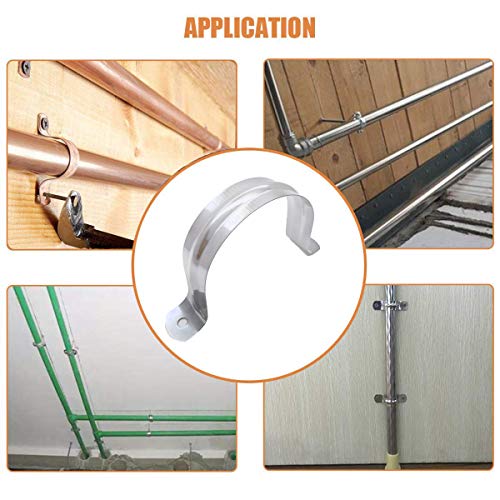 ZLYY 2.5inch 5Pcs Two Hole Stainless Steel U-Tube Clamp Connecting Ring Hose Clamp-Bracket Stainless Steel Tube Strap Tension Clip-Heavy Duty Rigid Pipe Strap Clamp Inner Dia 2.5inch Water Pipe (73mm) - Image 4