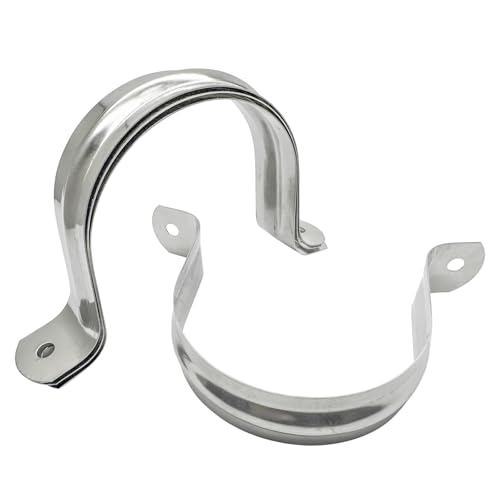 ZLYY 2.5inch 5Pcs Two Hole Stainless Steel U-Tube Clamp Connecting Ring Hose Clamp-Bracket Stainless Steel Tube Strap Tension Clip-Heavy Duty Rigid Pipe Strap Clamp Inner Dia 2.5inch Water Pipe (73mm) - Image 1