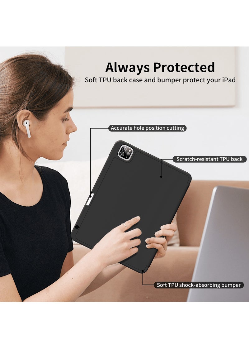 ELTRAZONE iPad Pro 11 Inch Case (4th/3rd/2nd Gen, 2022/2021/2020) – Trifold Smart Stand with Pencil Holder, Soft TPU Back, Wireless Pencil Charging, Auto Wake/Sleep Function – Black - Image 5