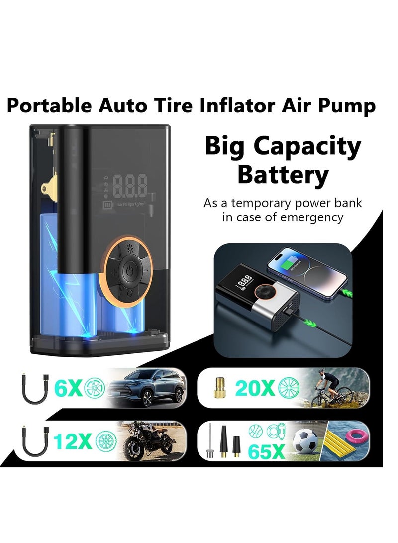 general Car Tire Pump, Tire Inflator Portable Air Compressor for Car with 20000mAh, 2X Faster 150PSI Air Pump for Car Tires with Digital Gauge, Car Motorcycle Bicycle Ball Air Pump with Auto Shut-Off - Image 2