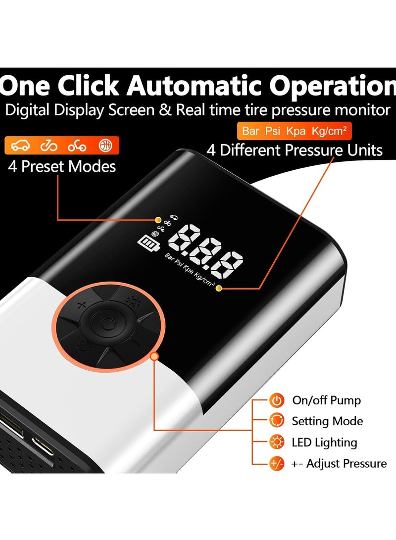 general Car Tire Pump, Tire Inflator Portable Air Compressor for Car with 20000mAh, 2X Faster 150PSI Air Pump for Car Tires with Digital Gauge, Car Motorcycle Bicycle Ball Air Pump with Auto Shut-Off - Image 4