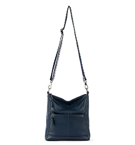 The Sak Lucia Crossbody Bag in Leather, Convertible Purse with Adjustable Strap, Indigo - Image 1
