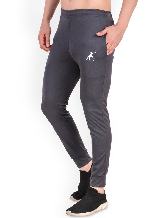 PREEN Men Slim-Fit Dry-Fit Track Pants in Dark Grey - Image 3