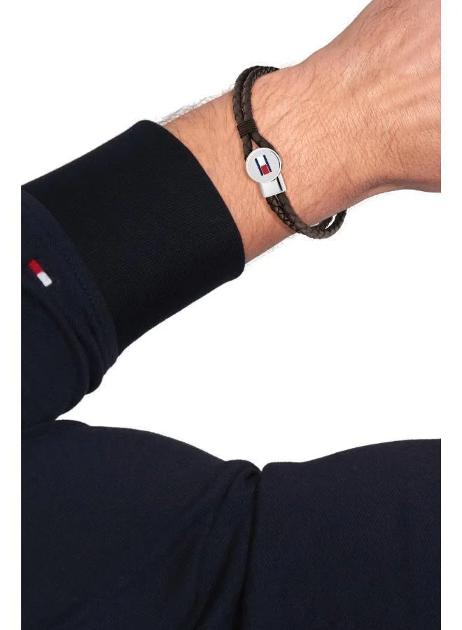 TOMMY HILFIGER MenSbruce Leather Collection Leather Bracelet Brown - 2790655