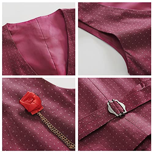 Nwada Boys Suit Toddler Dress Clothes Shirt with Bow Tie, Dress Pants Sets Kids Gentleman Outfit Suits Burgundy - Image 5