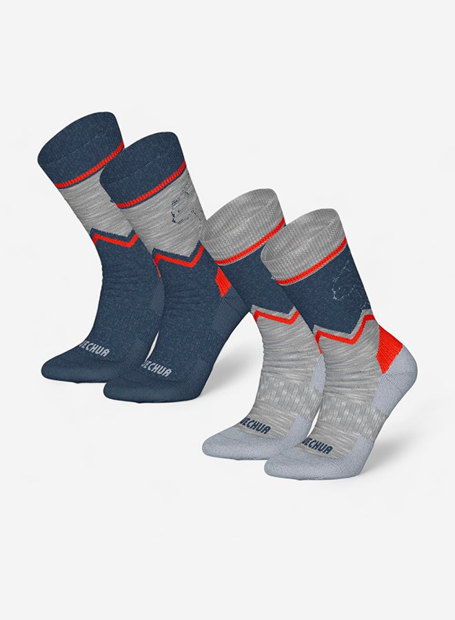 DECATHLON Kids’ Warm Hiking Socks SH100 Mid 2 Pairs - Image 1